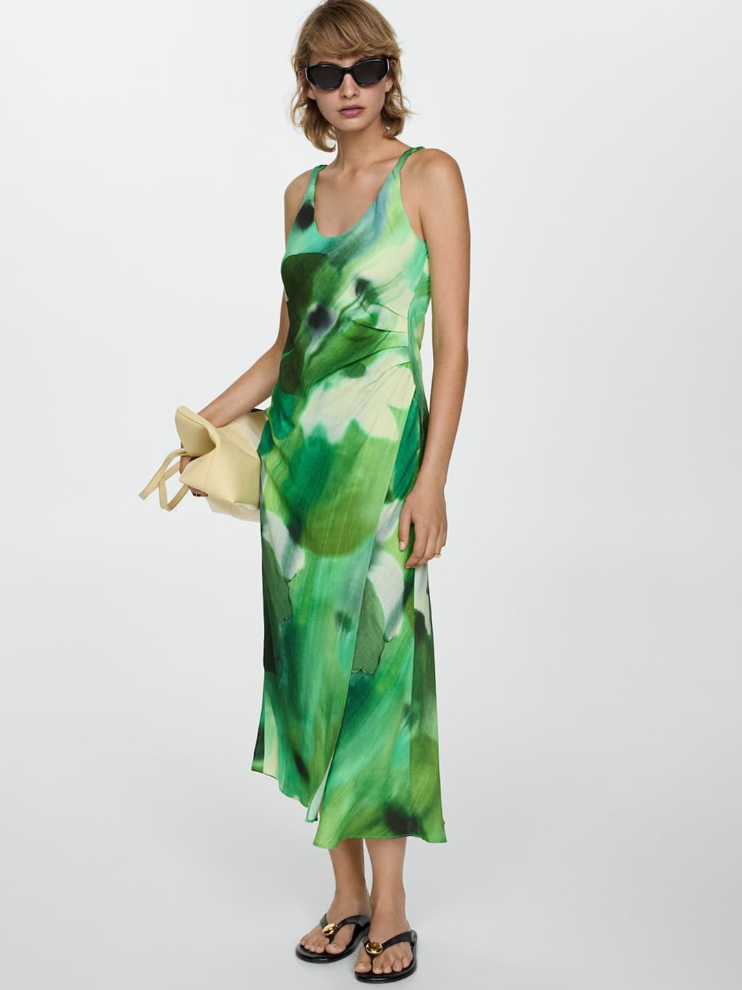 

MANGO Ombre Print Flared Maxi Dress, Green