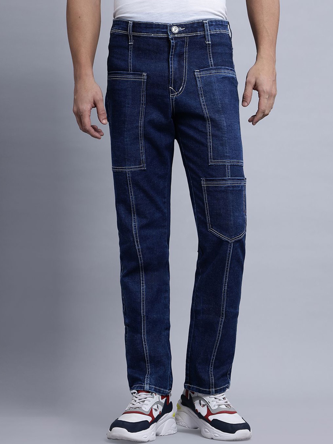 

N AND J Men Comfort Mid-Rise Denim Jeans, Blue