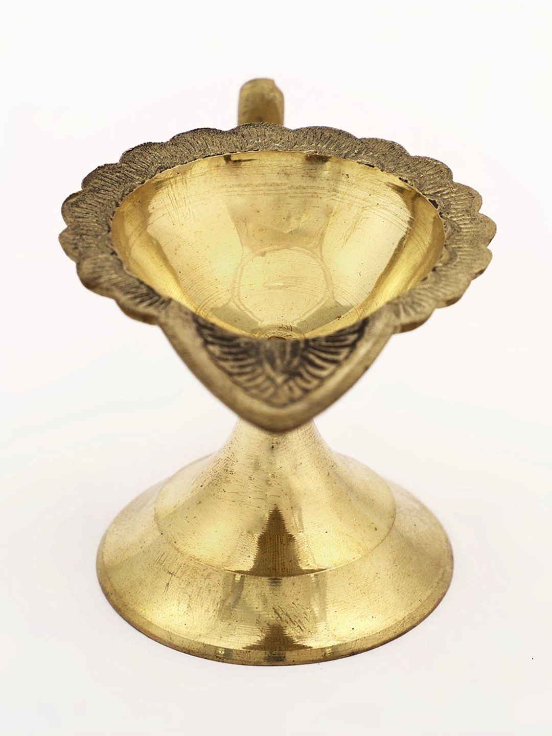 

Exotic India 6" Brass Aarti Diya with Handle, Gold