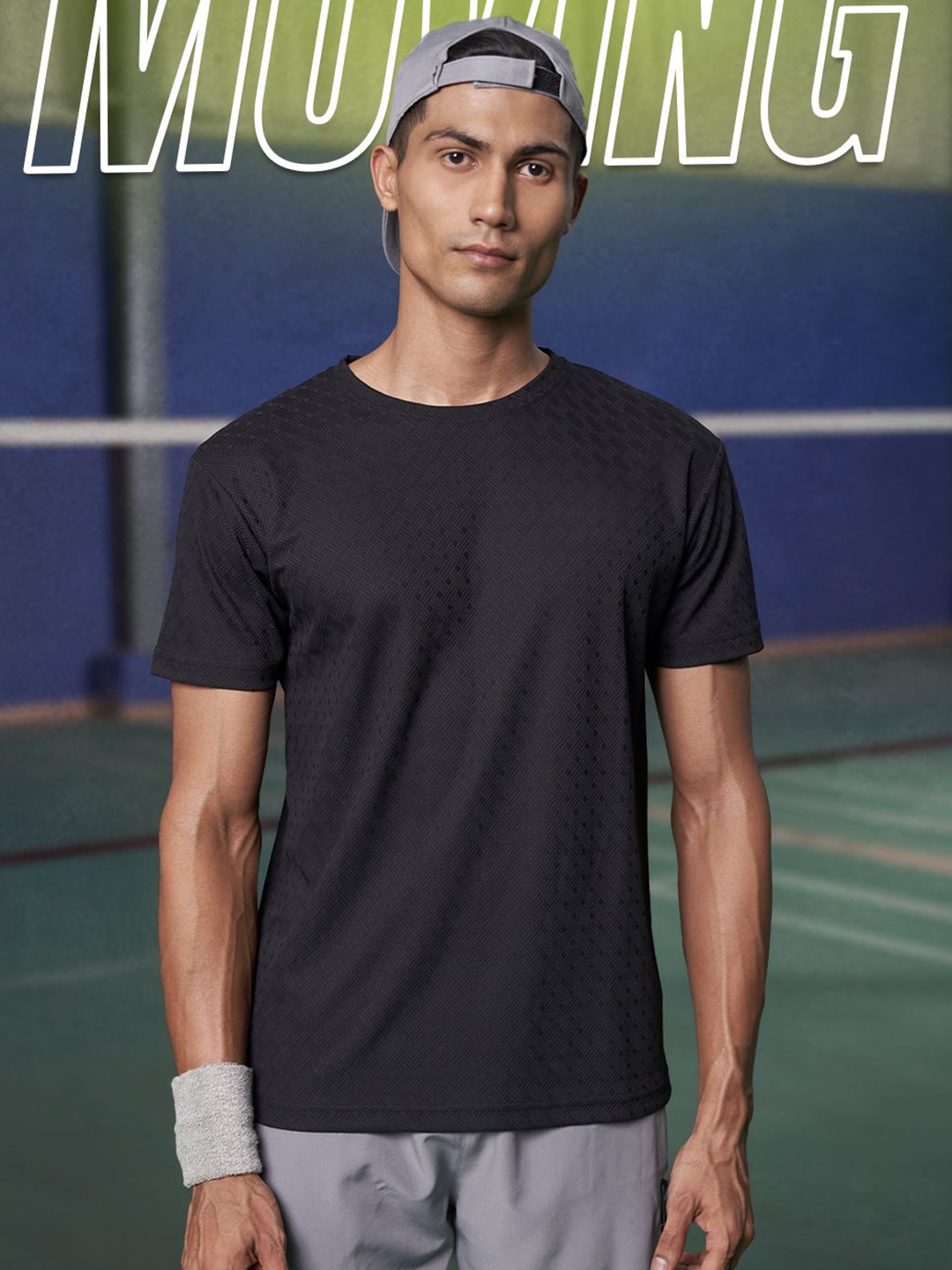 

Fit Monkey Men Dri-FIT Solid Round Neck T-Shirt, Black
