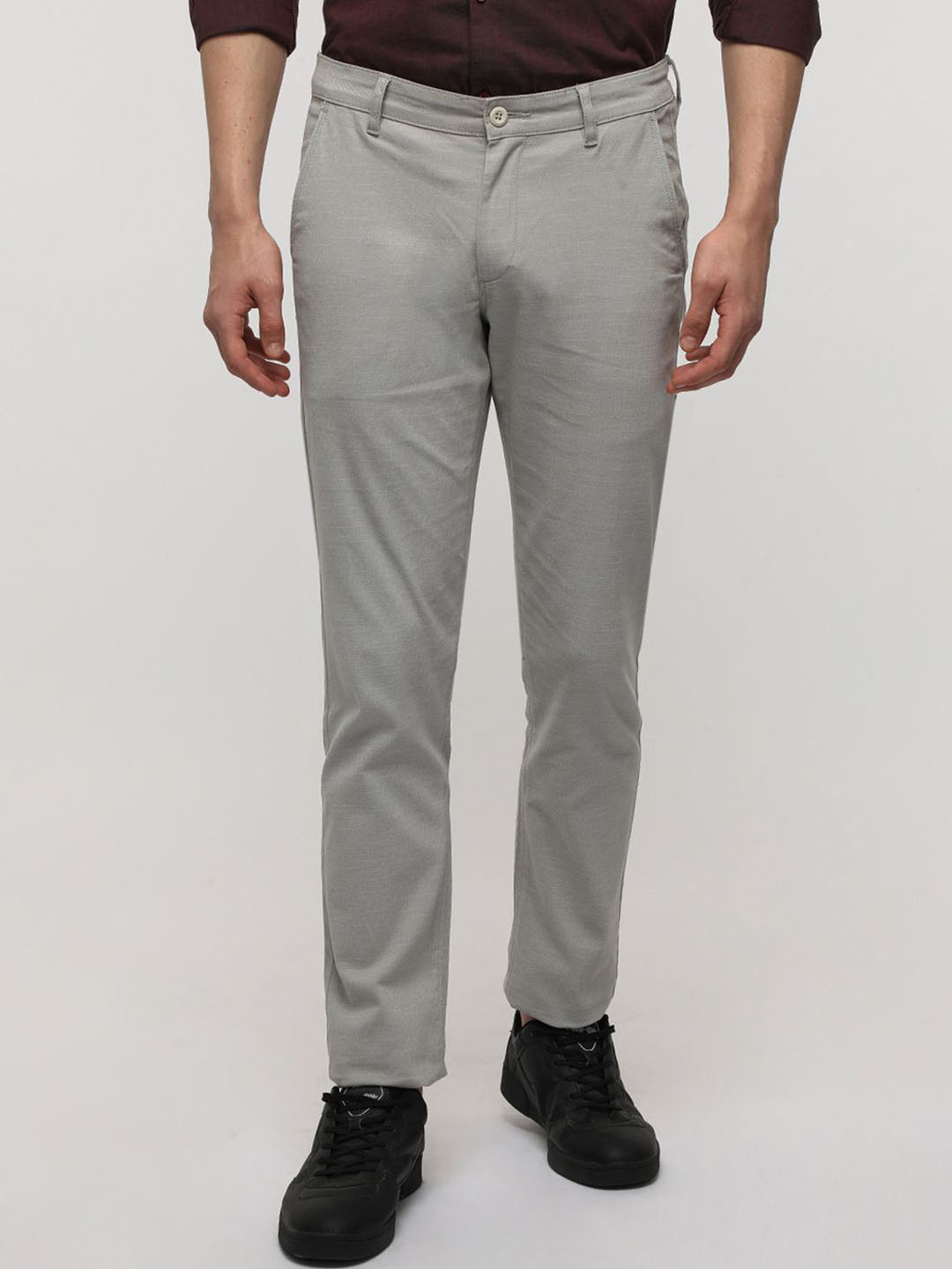 

Crocodile Men Classic Slim Fit Mid-Rise Easy Wash Regular Trousers, Grey