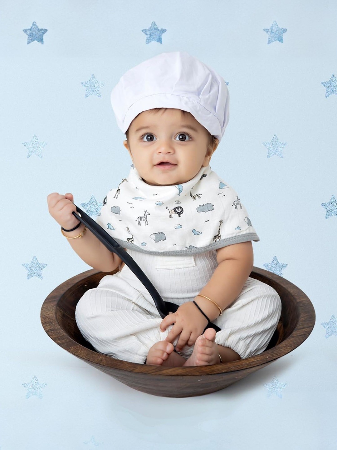 

MUSH Infant Pack Of 2 Printed Bamboo Bibs, White