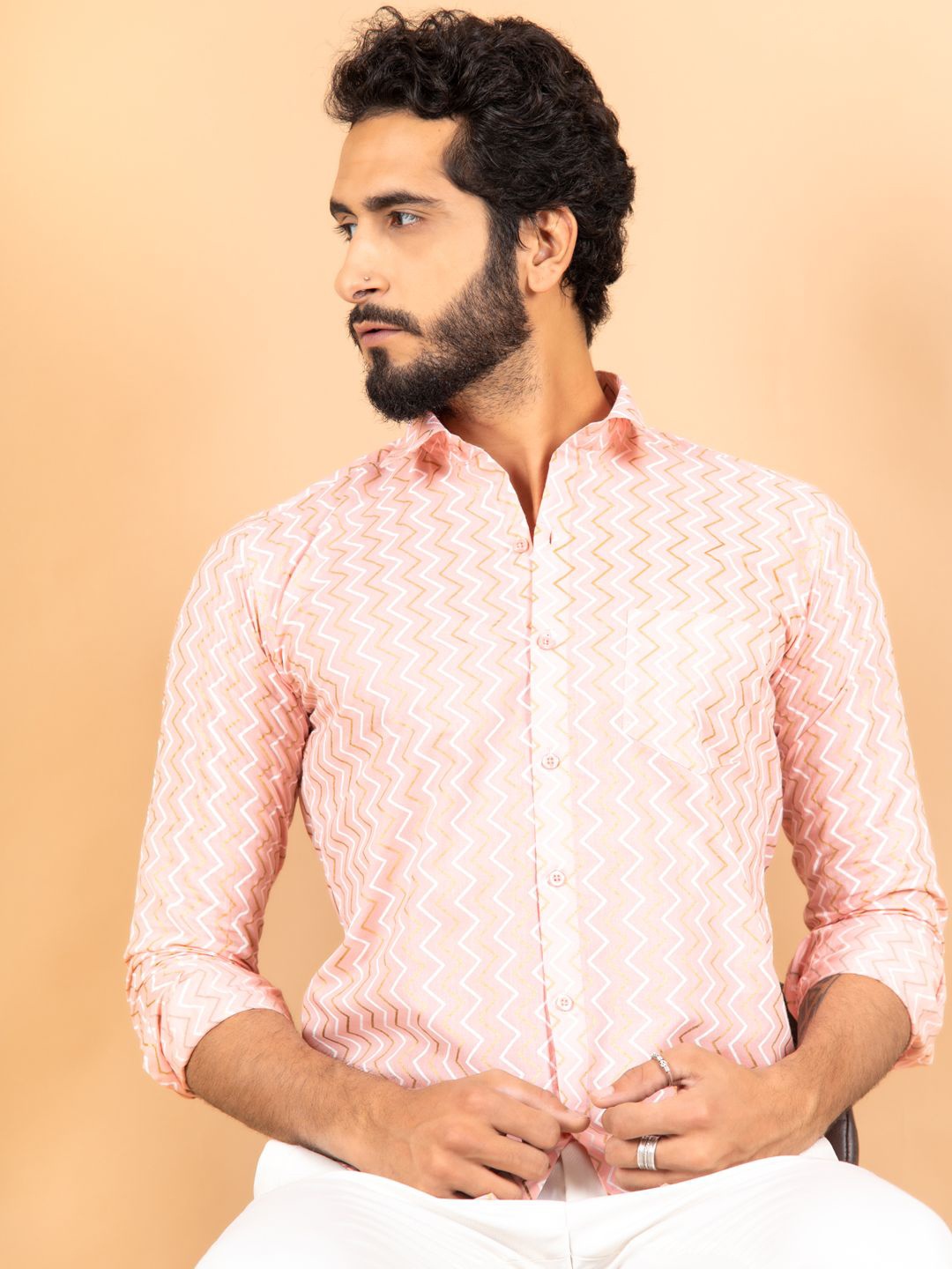 

Tistabene Men Standard Opaque Printed Casual Shirt, Pink