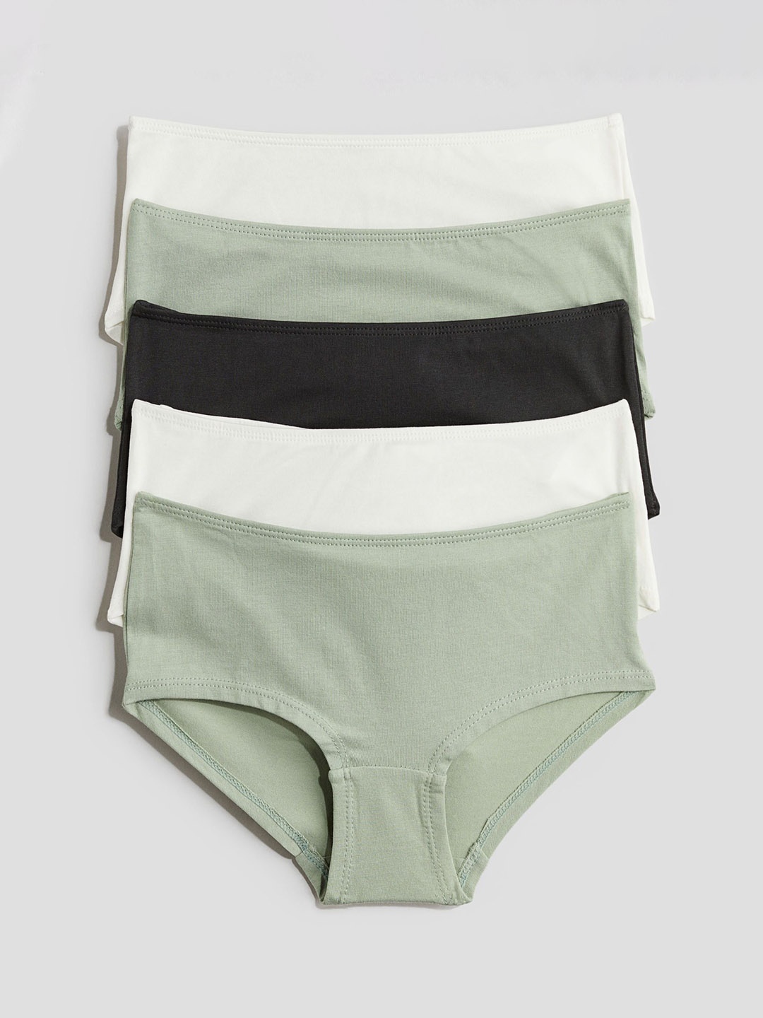 

H&M Girls Pack Of 5 Cotton Hipster Briefs, Green