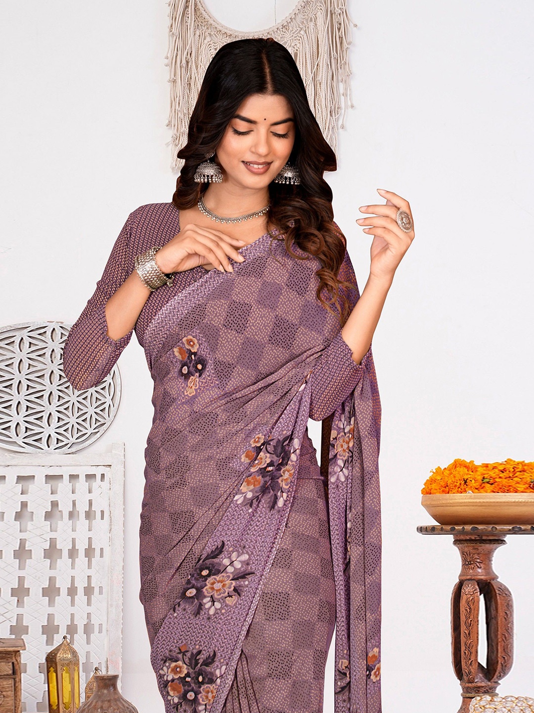 

EMV Floral Printed Saree, Purple