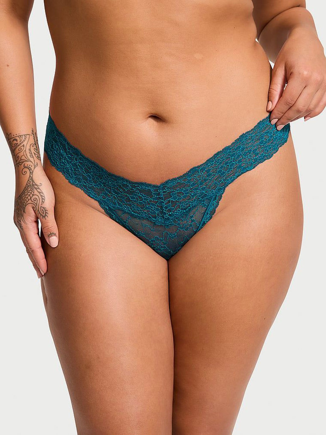 

Victoria's Secret Laced Thong Briefs 112461612J26, Blue