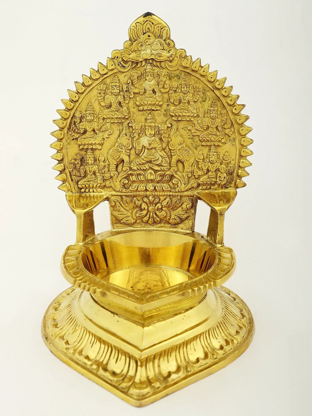 

Exotic India Ashtalakshmi Vilakku Diya In Brass, Gold