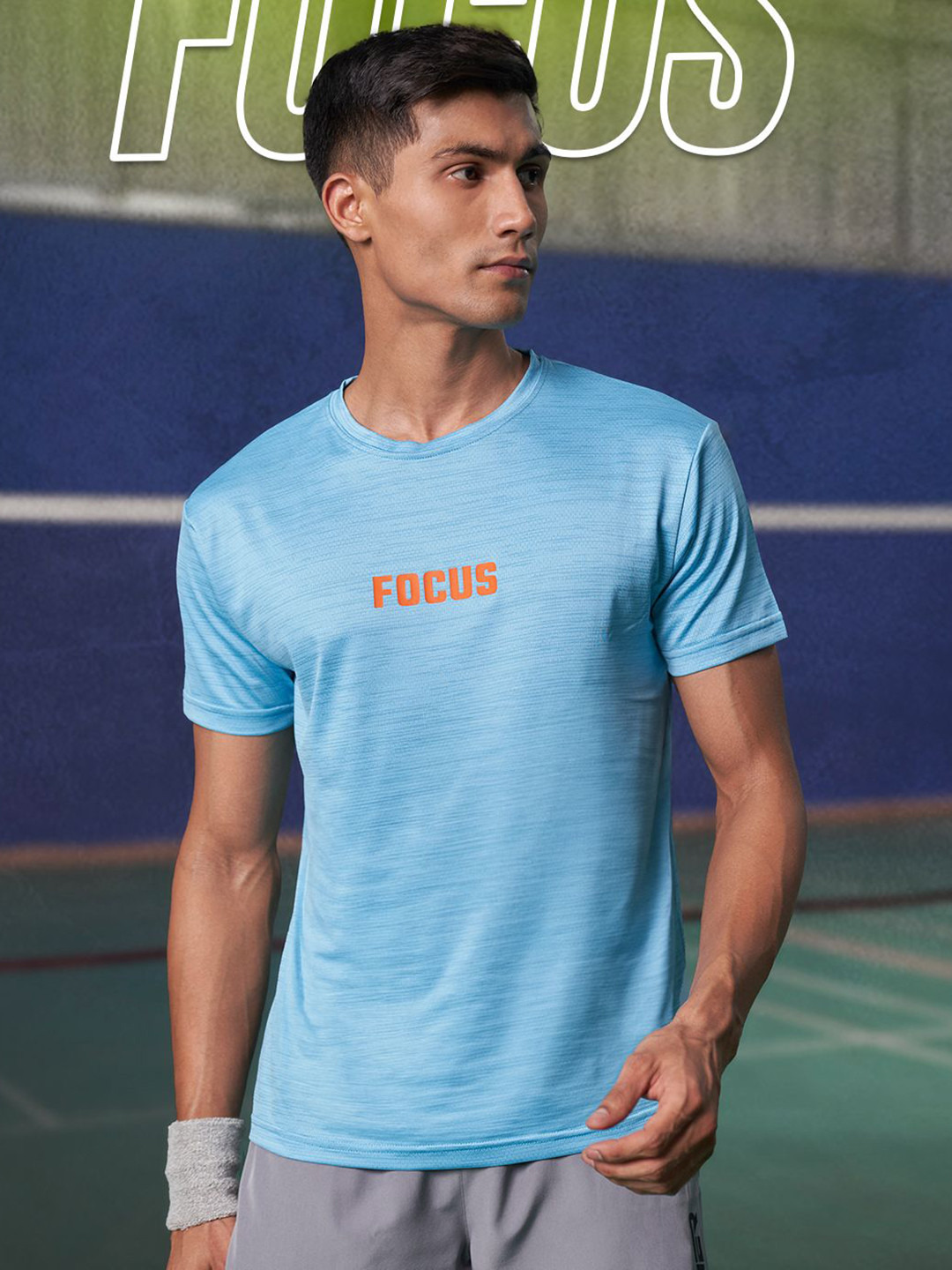 

Fit Monkey Men Dri-FIT Typography Printed Round Neck T-Shirt, Turquoise blue