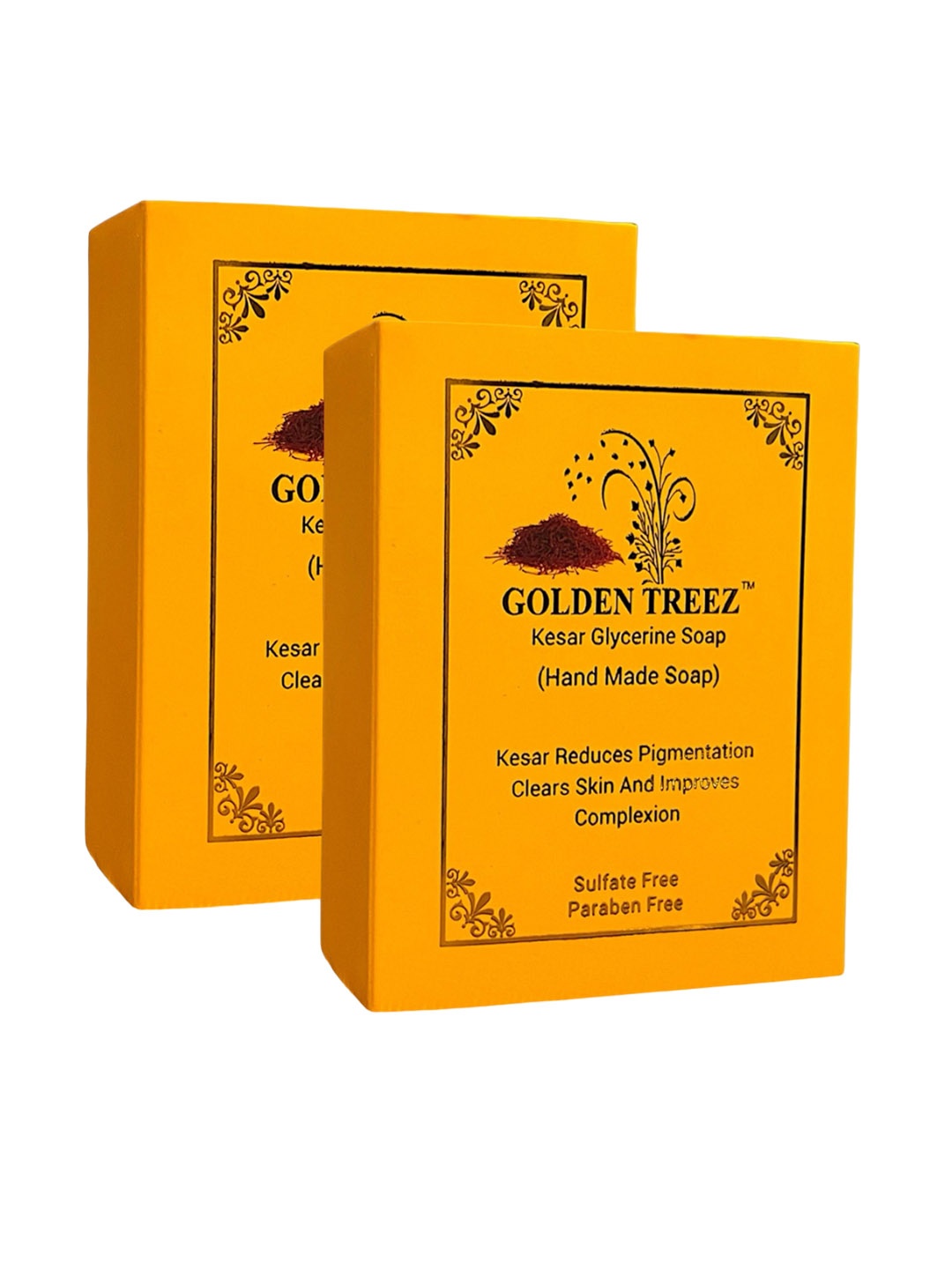 

Golden Treez Set Of 2 Brightening Handmade Saffron Soap - 115g Each, Yellow