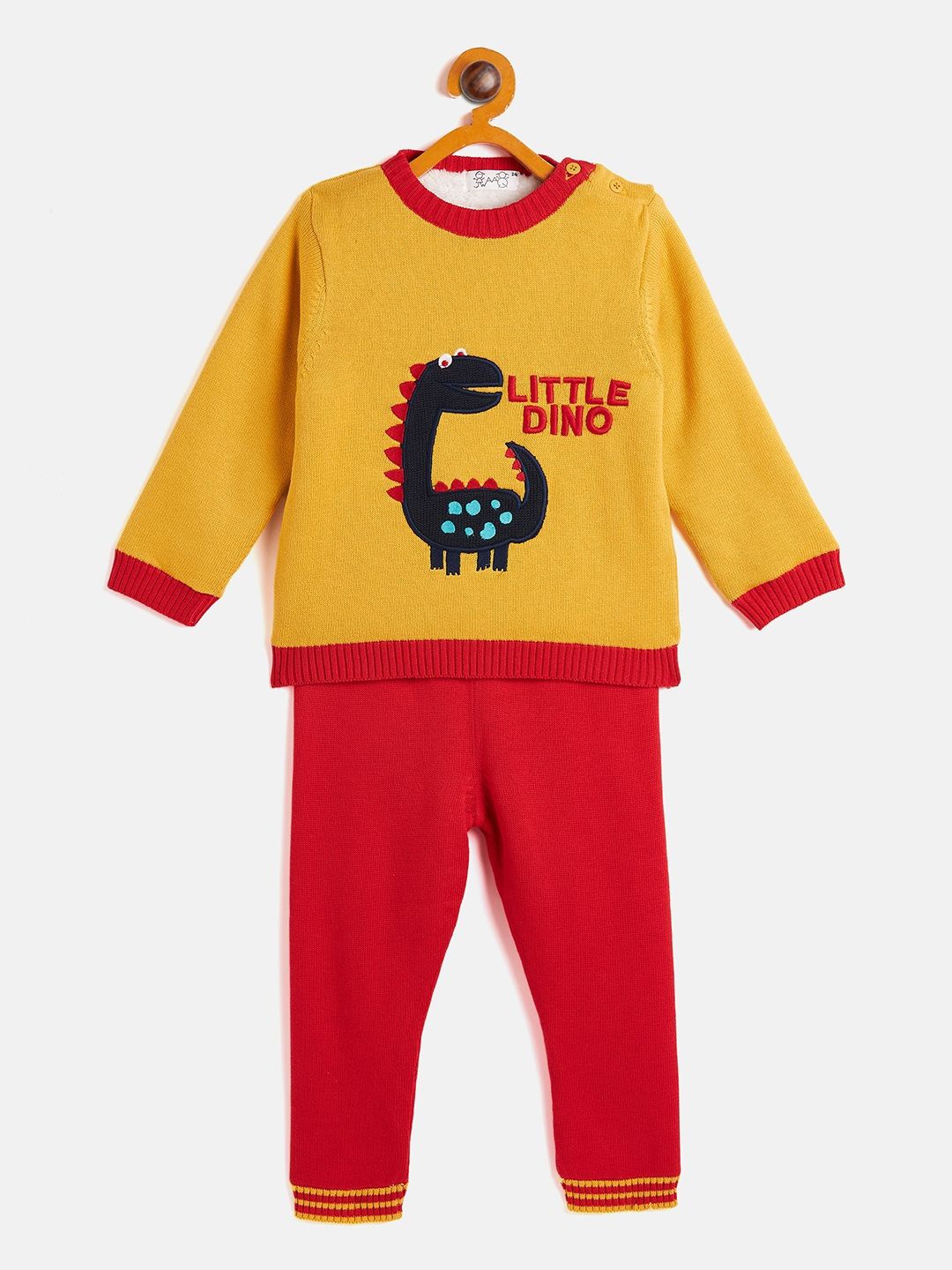 

JWAAQ Kids Self Design Pure Cotton Sweatshirt With Joggers, Yellow