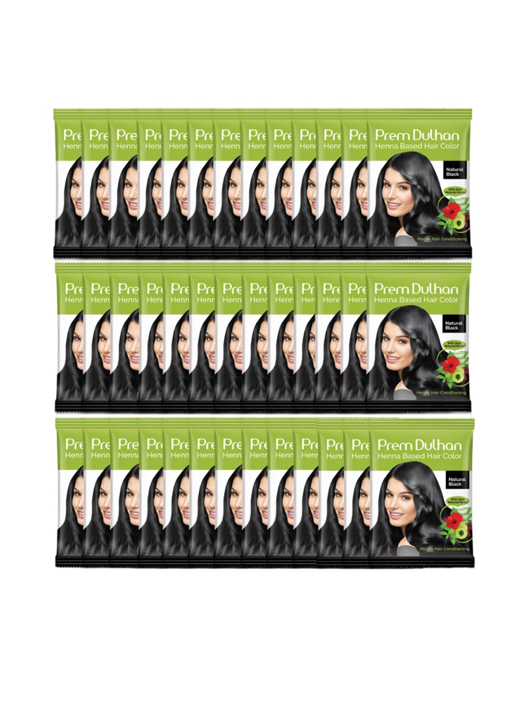 

Prem Dulhan Set Of 40 Henna Based Hair Color - 10g Each - Natural Black