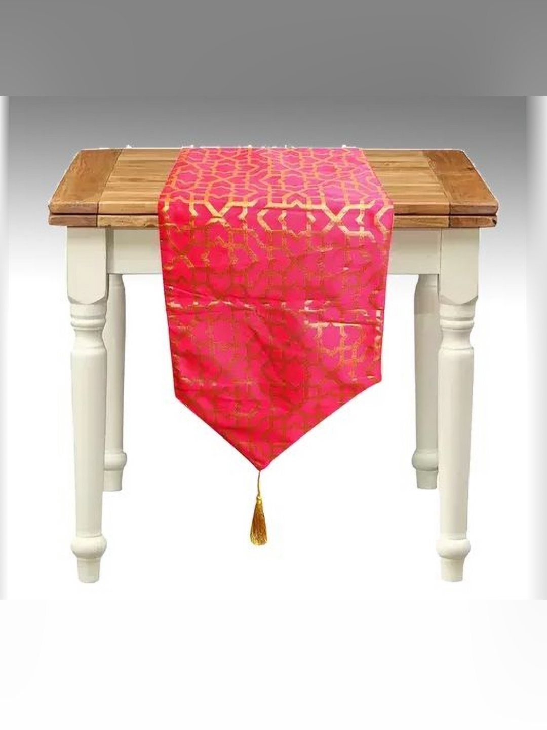 

Pink Parrot Pink & Gold Toned Woven Design Table Runners