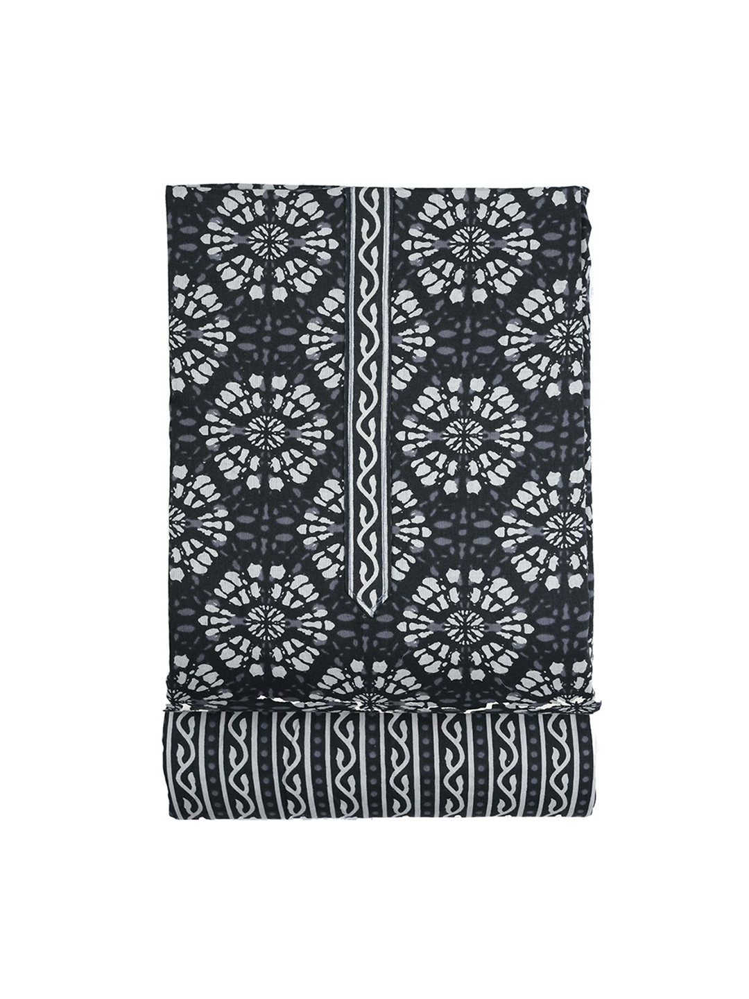 

Sun Fashion And Lifestyle Ethnic Motifs Printed Pure Cotton Unstitched Dress Material, Grey