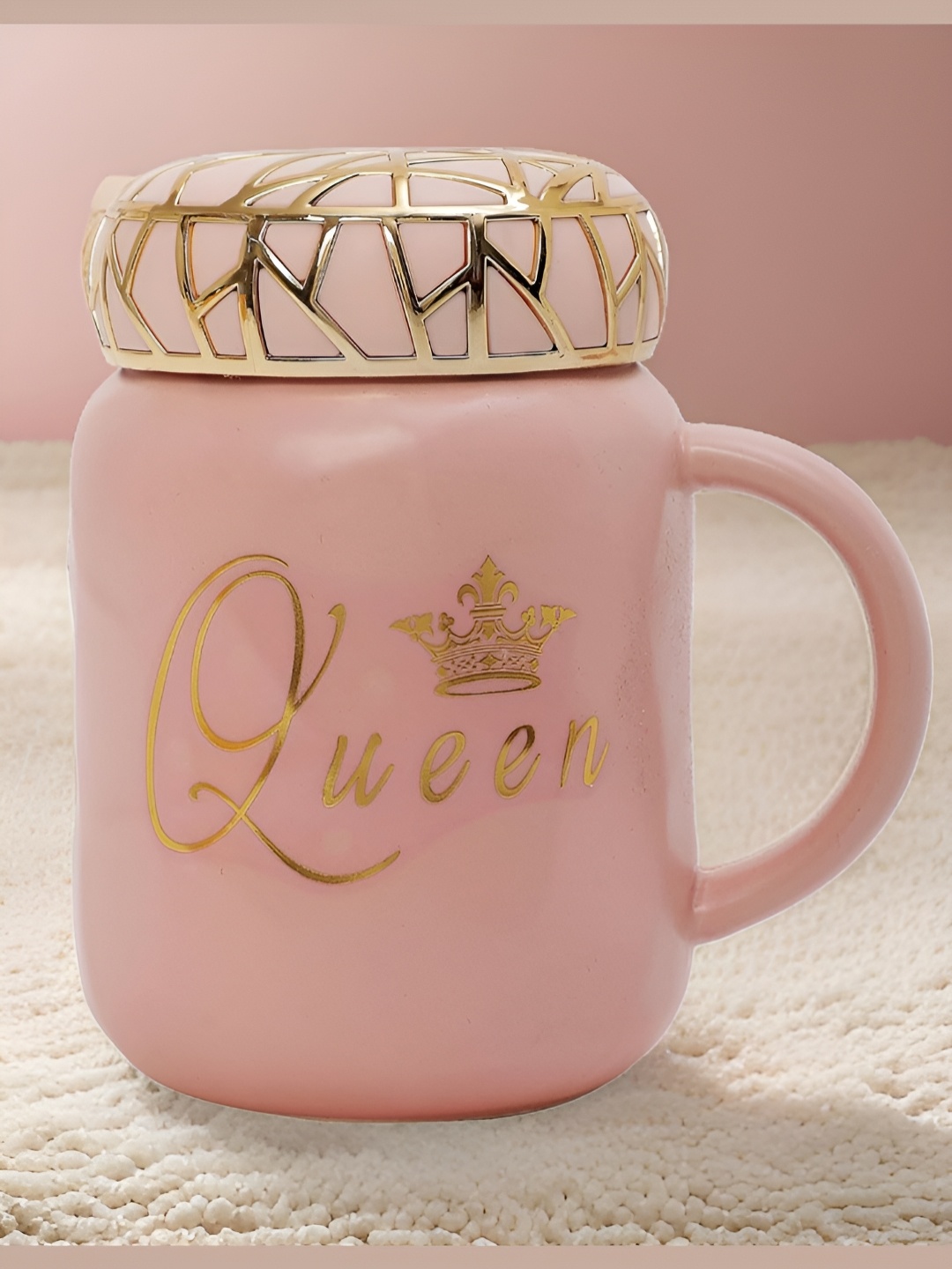 

INTERNATIONAL GIFT 1 Piece Pink & Gold-Toned Printed Ceramic Coffee Mug
