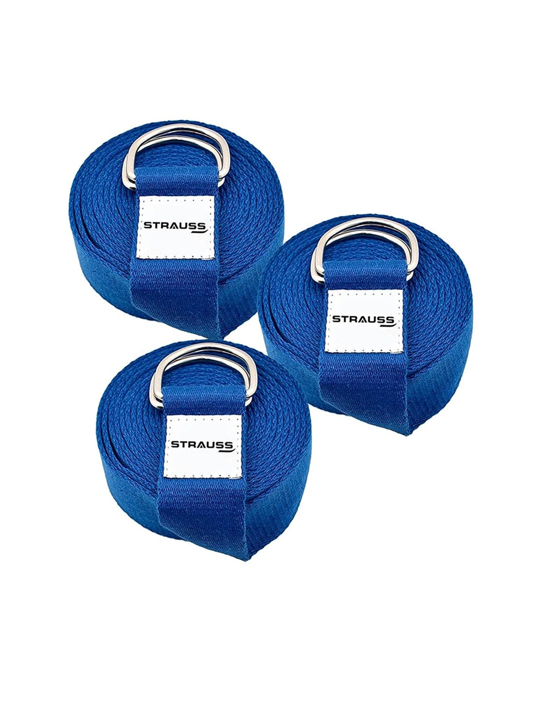 

STRAUSS Pack of 3 Yoga Strap & Stretching Belt, Blue