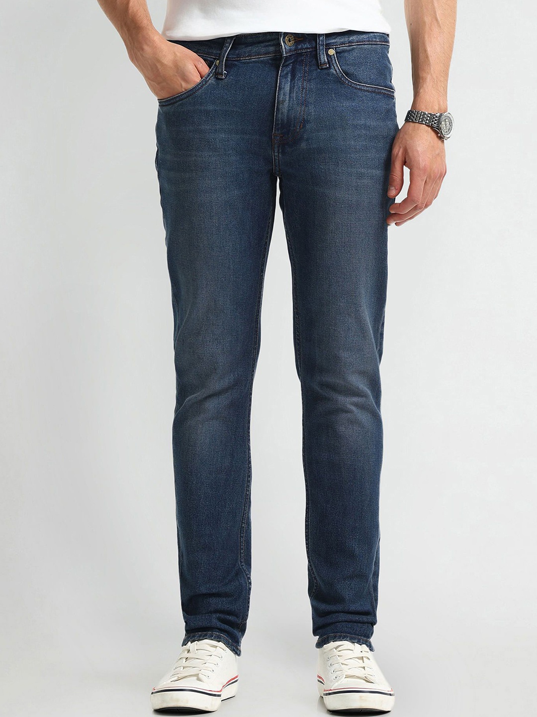 

U.S. Polo Assn. Men Prince Slim Fit Heavy Fade Stretchable Jeans, Blue
