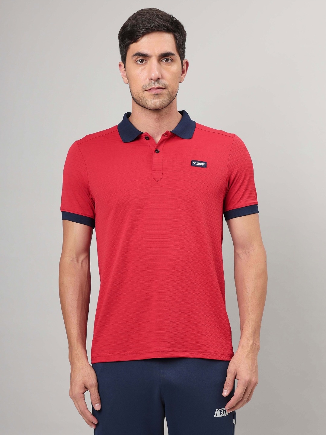 

Technosport Men UPF50 Self Design Polo Collar Slim Fit T-Shirt, Red