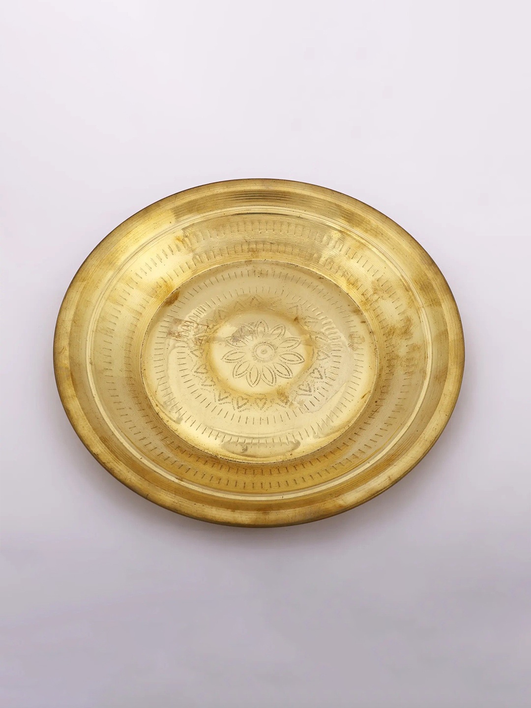 

Exotic India Brass Puja Ritual Thali (Pooja Parat), Gold