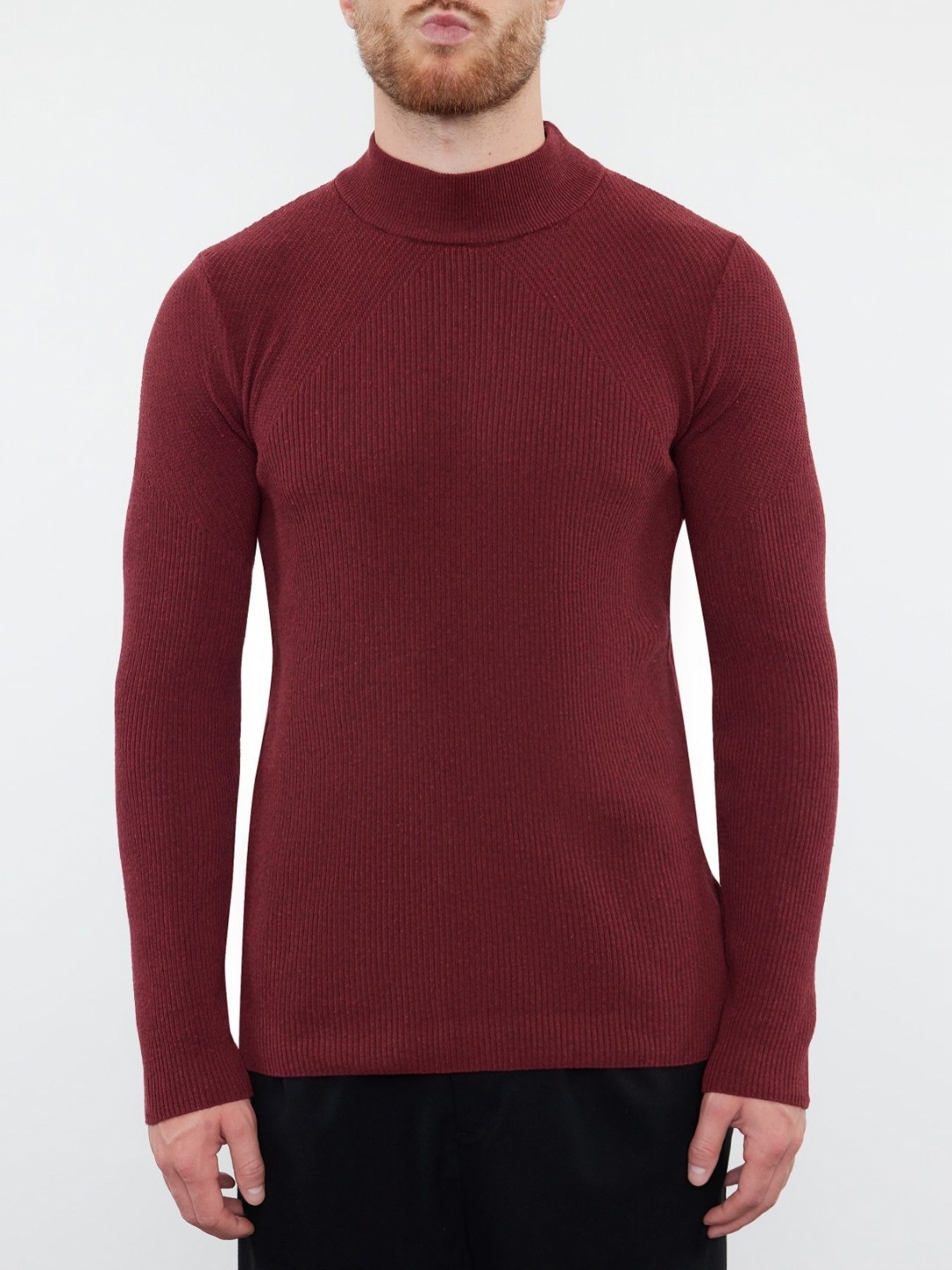 

Trendyol Men Self Design High Neck Cotton Sweatshirt, Maroon