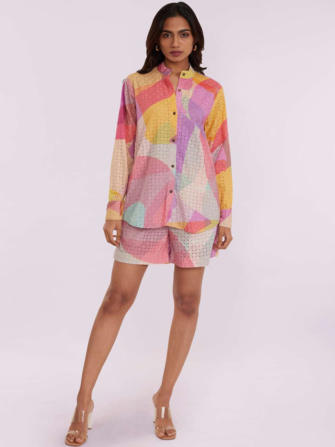 

POPPI Abstract Printed Pure Cotton Shirt & Shorts, Yellow