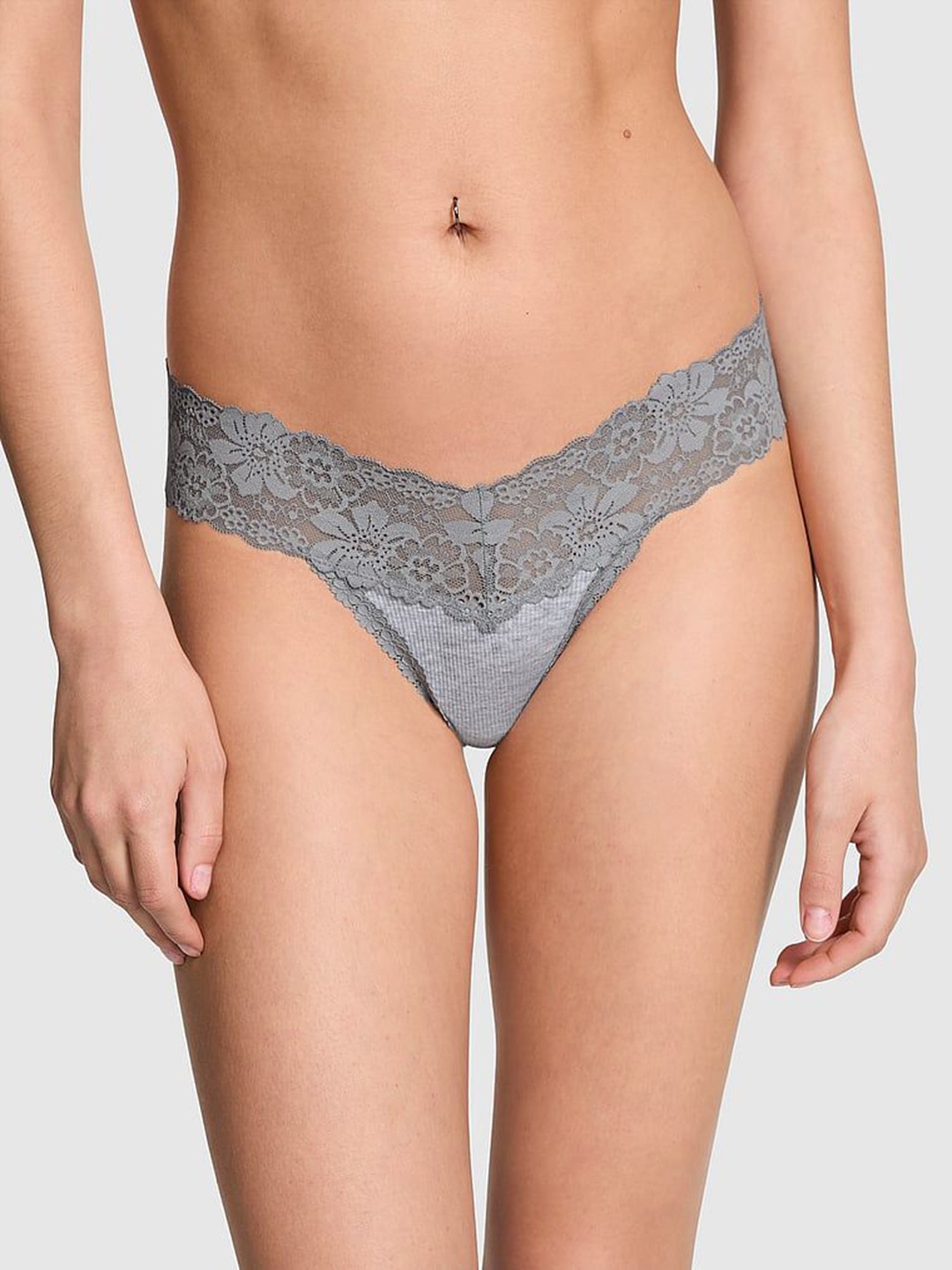 

Victoria's Secret Laced Thong Women Briefs 1124671267MU, Grey