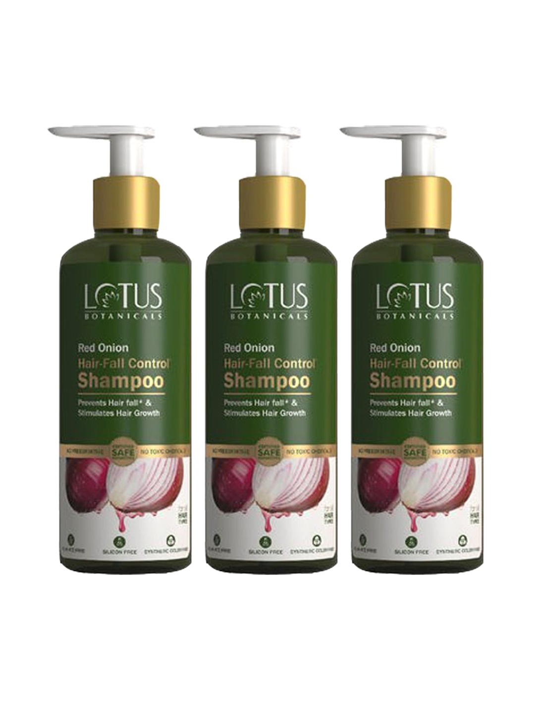 

Lotus Botanicals Set Of 3 Red Onion Hair Fall Control Shampoo-300ml Each, Green