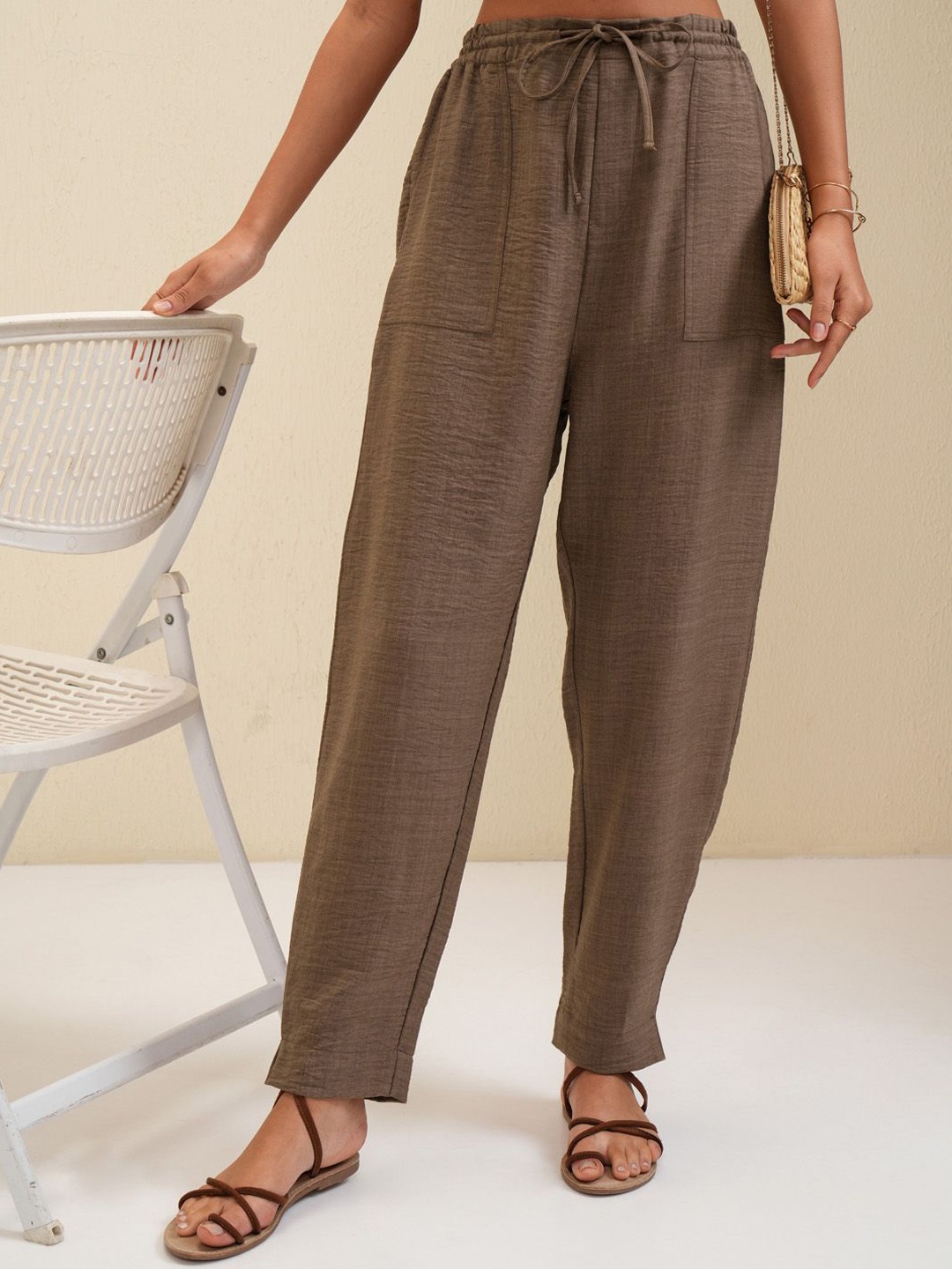 

Tokyo Talkies Women Pleated Trousers, Brown