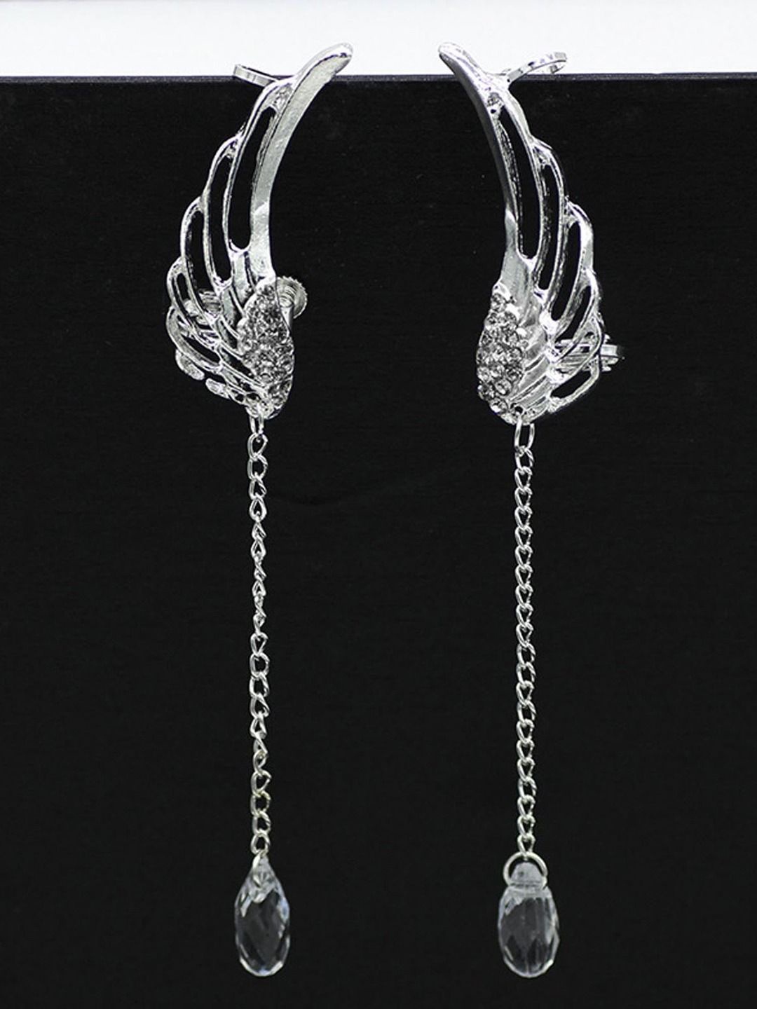 

VAGHBHATT Silver-Plated Contemporary Drop Earrings