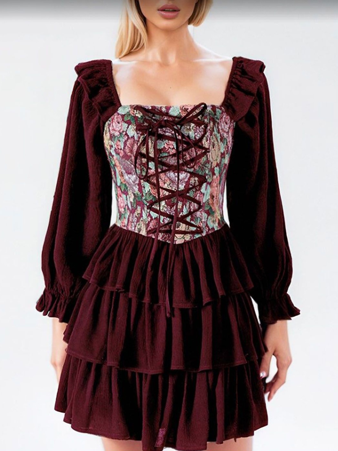 

StyleCast Print Georgette A-Line Dress, Brown
