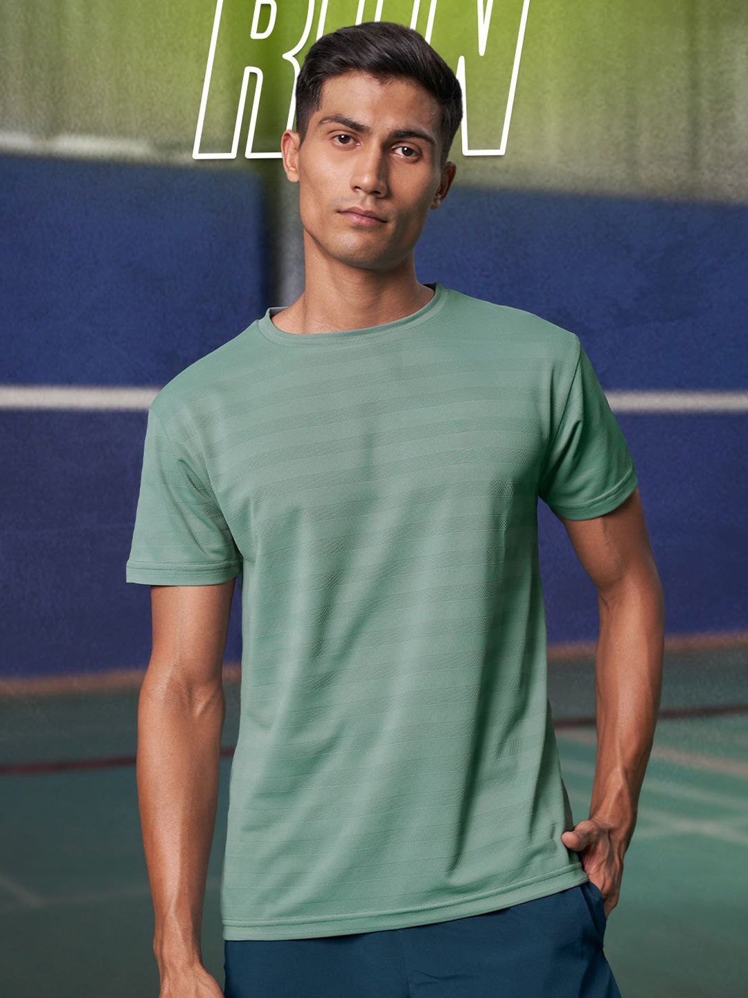 

Fit Monkey Men Dri-FIT Solid Round Neck T-Shirt, Green