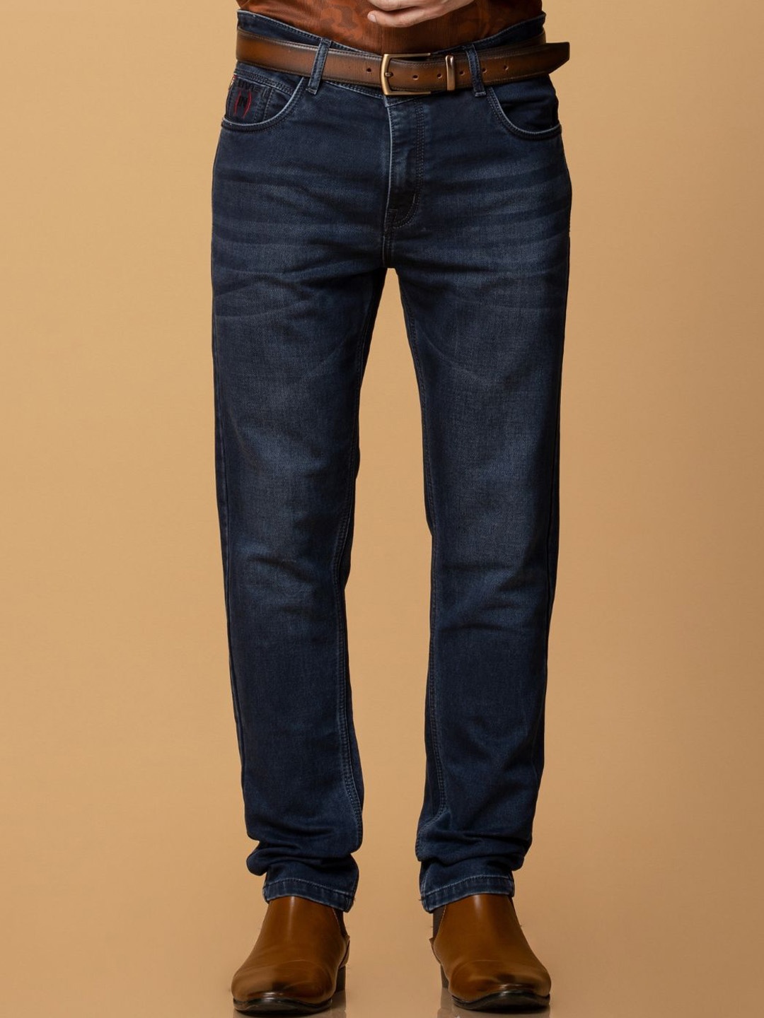 

Berkshire Men Smart Slim Fit Mid-Rise Light Fade Stretchable Jeans, Navy blue