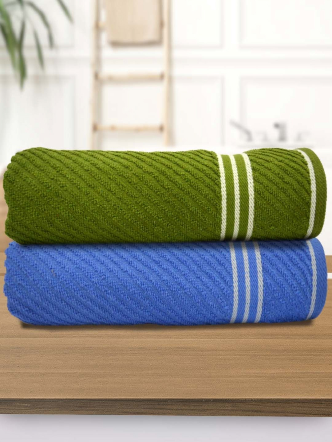 

Aura Green & Blue 2 Pieces Cotton 400 GSM Bath Towel