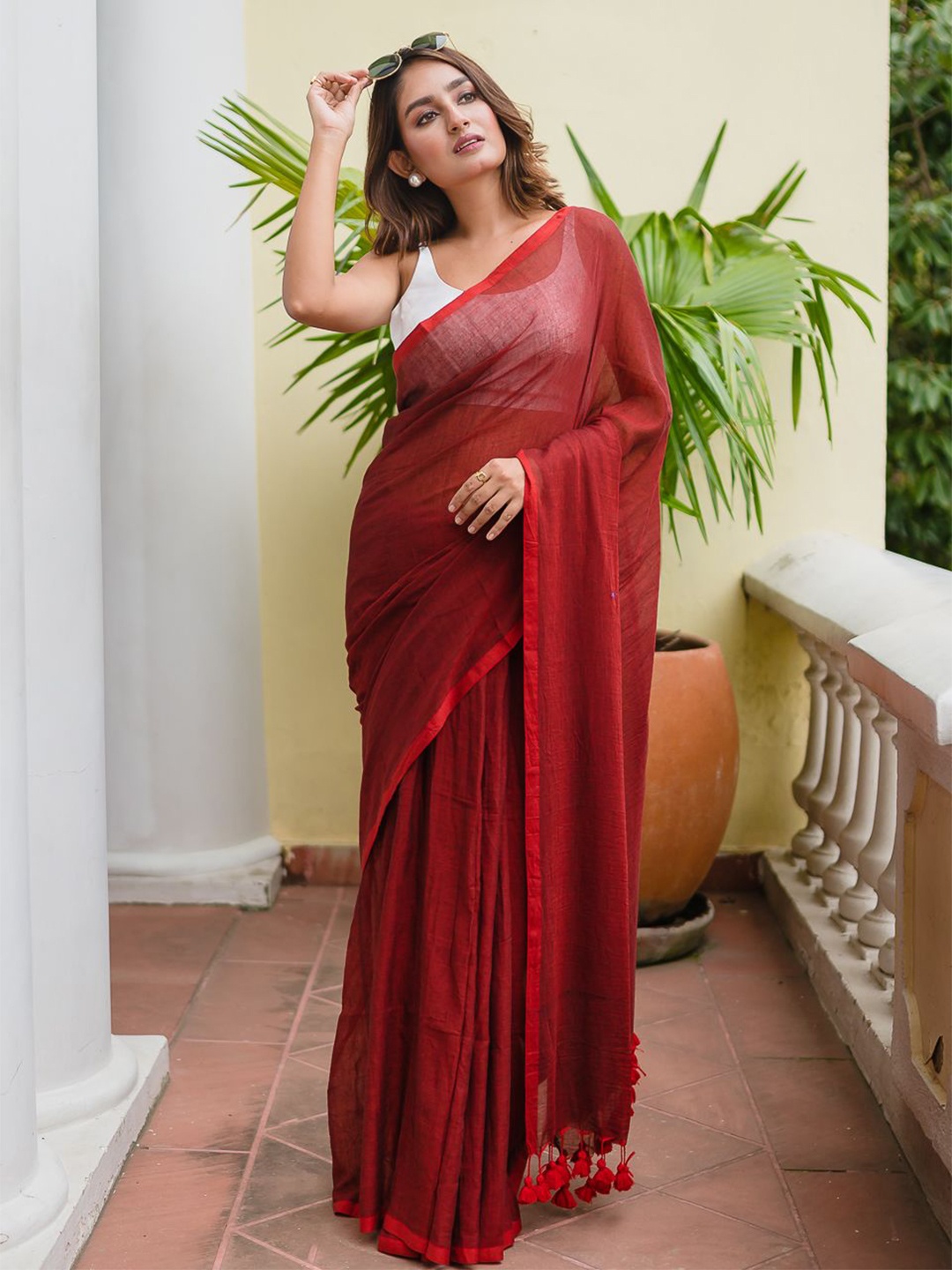 

RODDUR Pure Cotton Saree, Maroon