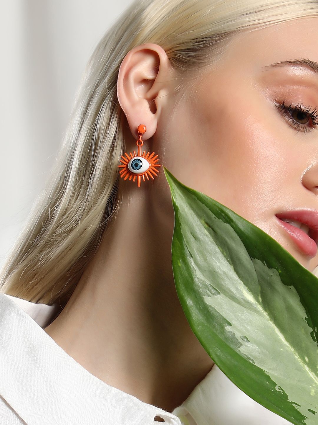 

SOHI Evil Eye Ray Drop Earrings, Orange