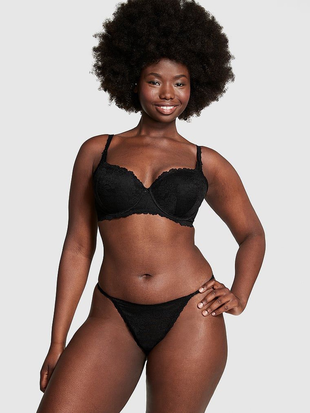 

Victoria's Secret PINK Self Design Low-Rrise Thong Briefs 112458242ZUO, Black