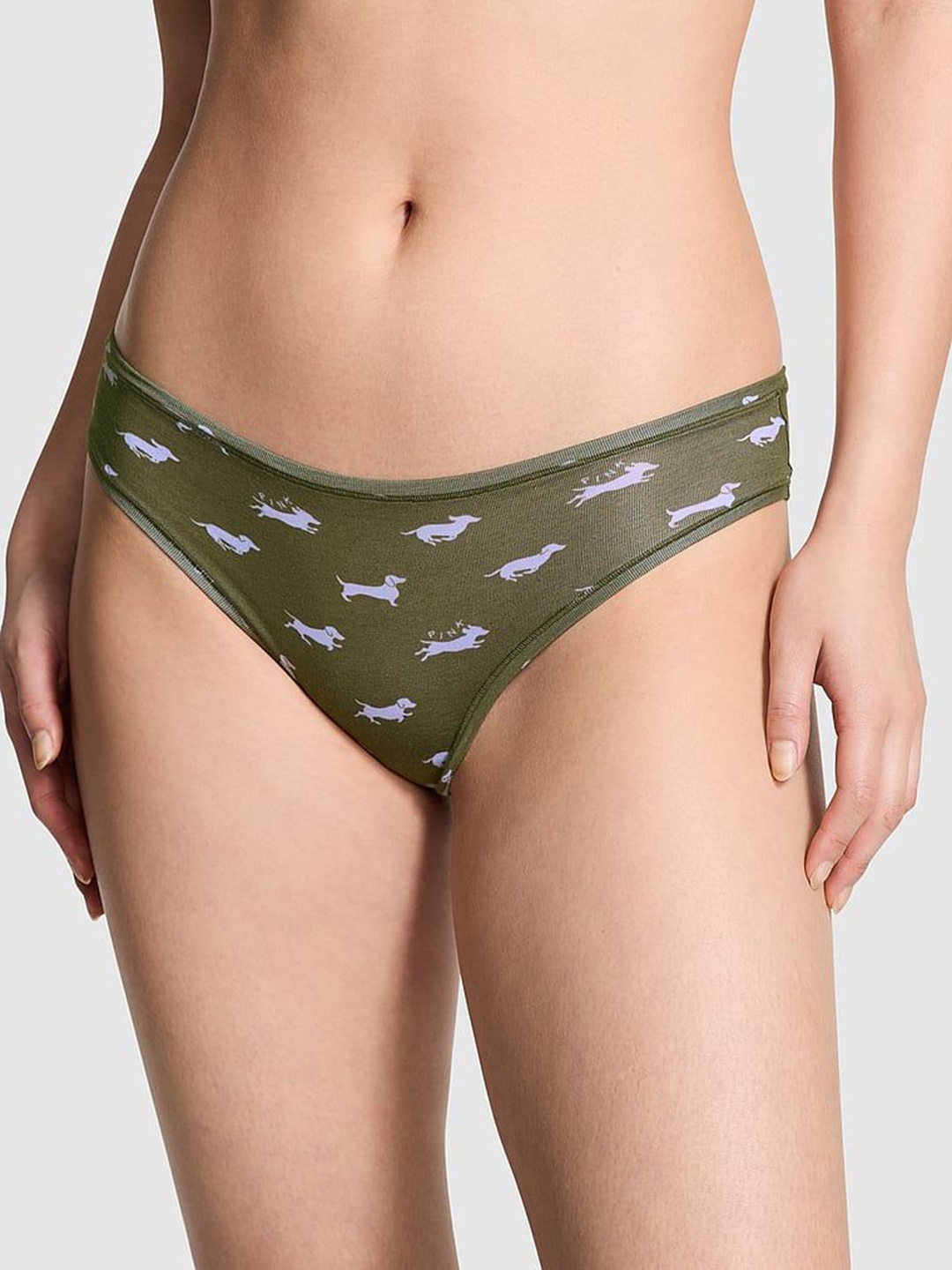 

Victoria's Secret Pink Floral Printed Low Rise Basic Briefs 112458466B50, Olive