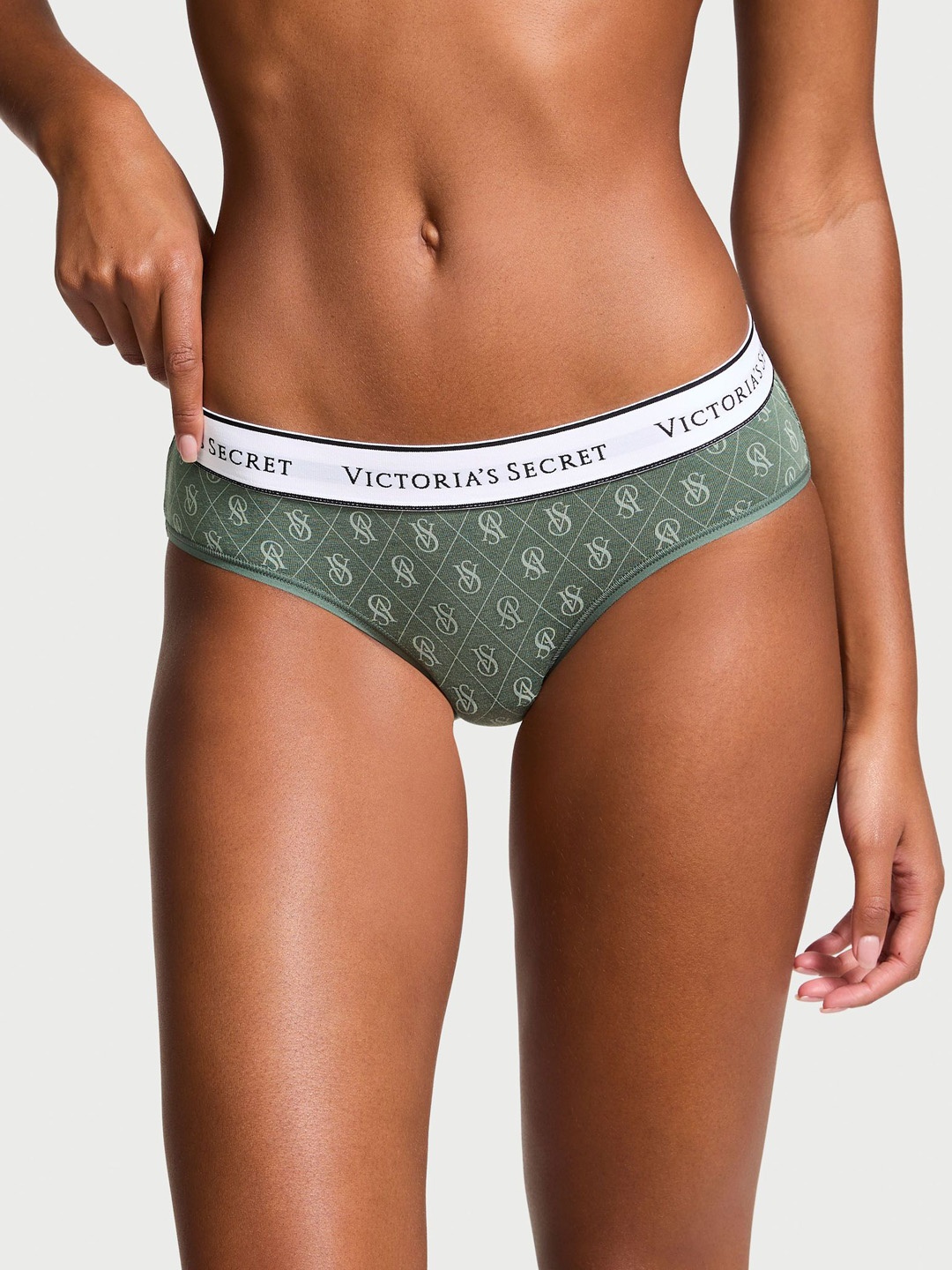 

Victoria's Secret Printed Floral Cotton Hiphugger Brief 112463506F42, Green