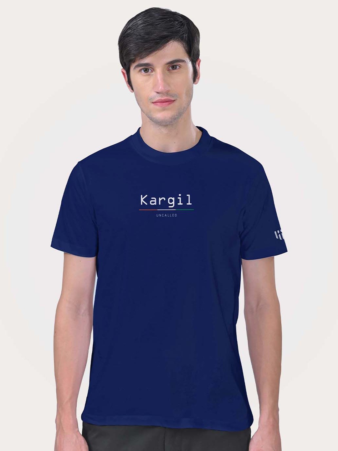 

Aero Armour Unisex Typography Printed Round Neck Cotton T-Shirt, Navy blue