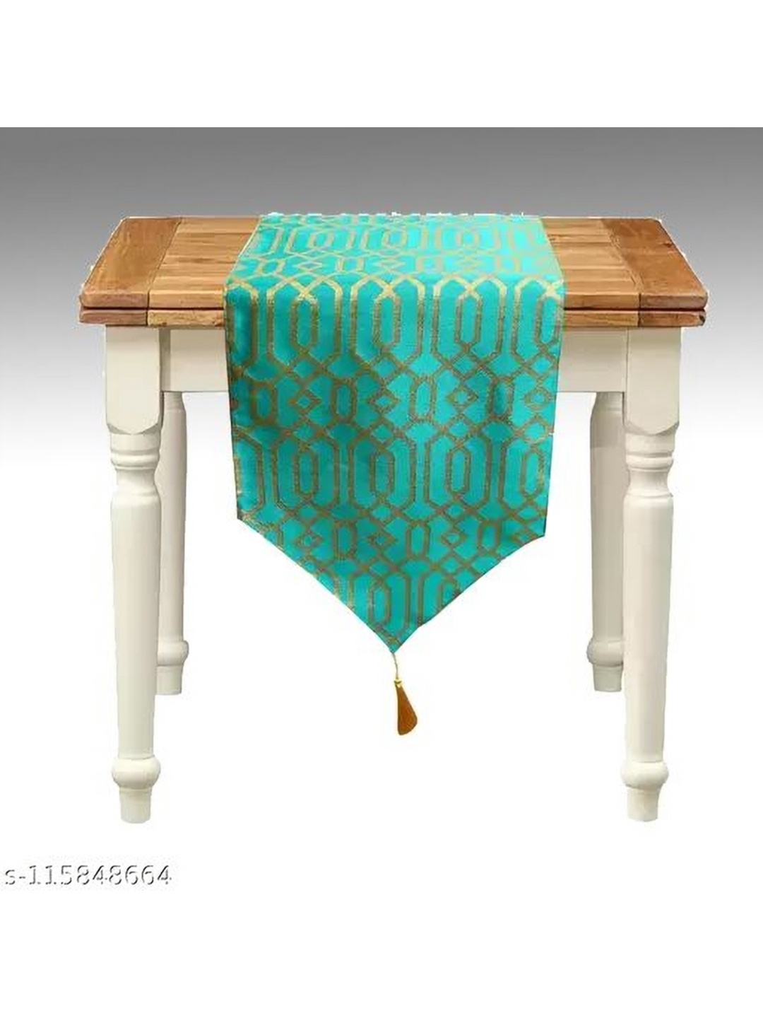

Pink Parrot Green & Gold-Toned Geometric Printed Table Runner