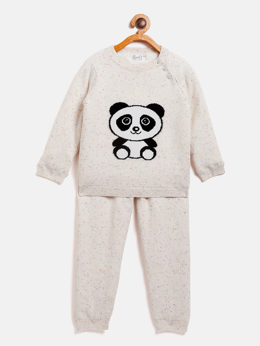 

JWAAQ Girls Printed Pure Cotton Sweatshirt With Joggers, Off white