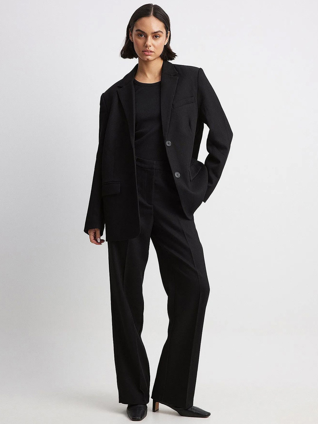 

FNOCKS Women Original High-Rise Wrinkle Free Pleated Trousers, Black