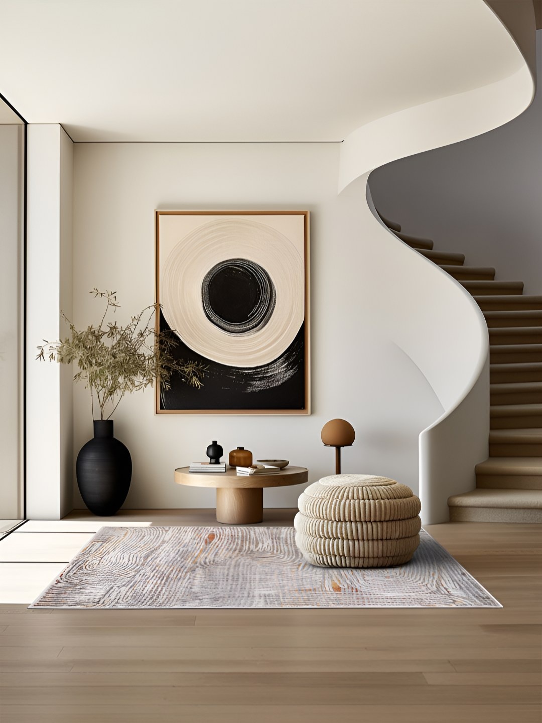 

Sapana Carpet-Mats Cream-Coloured & Brown Abstract No Shredding Carpet