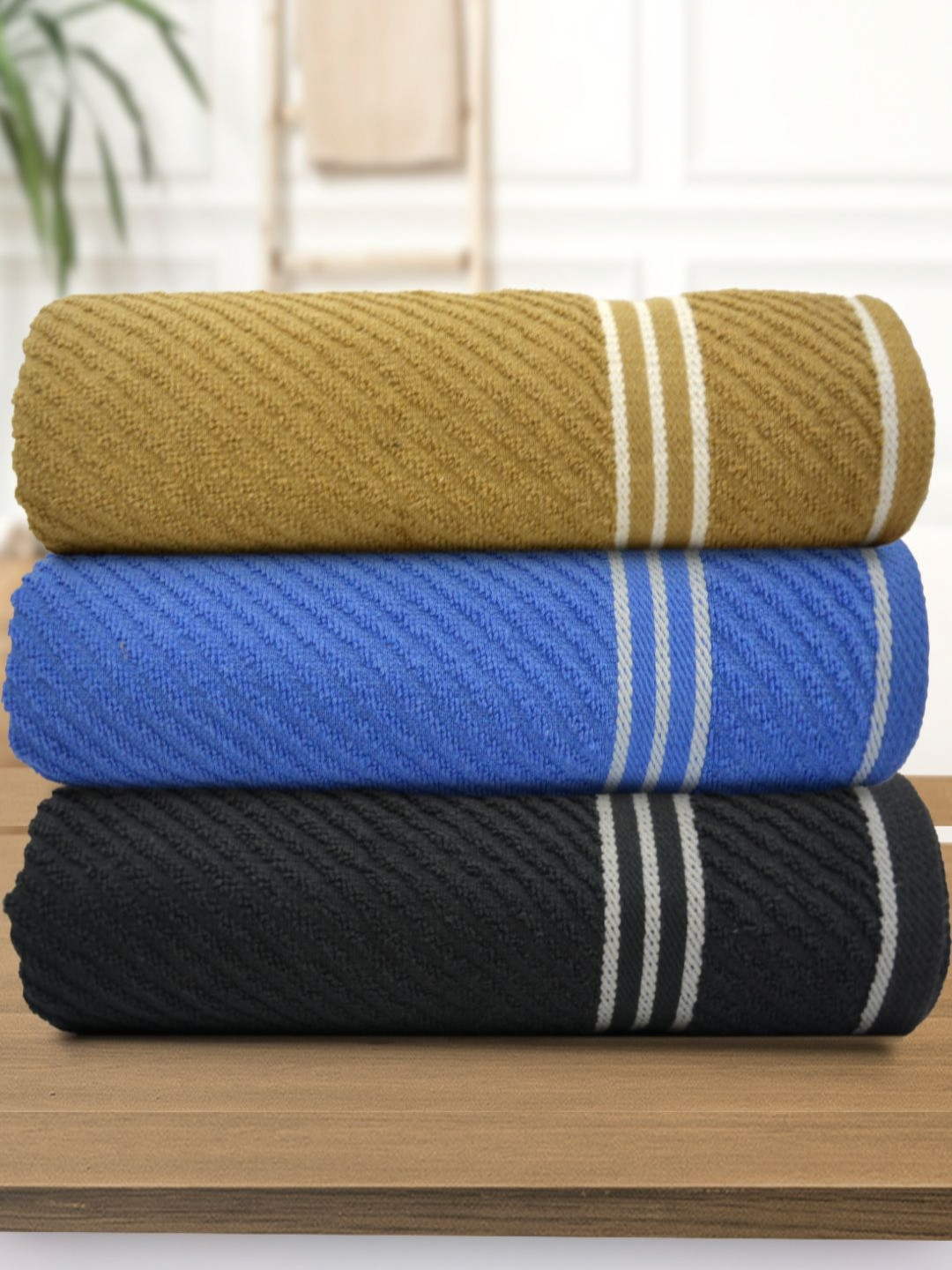 

Aura Blue & Beige 3 Pieces Cotton 400 GSM Bath Towel