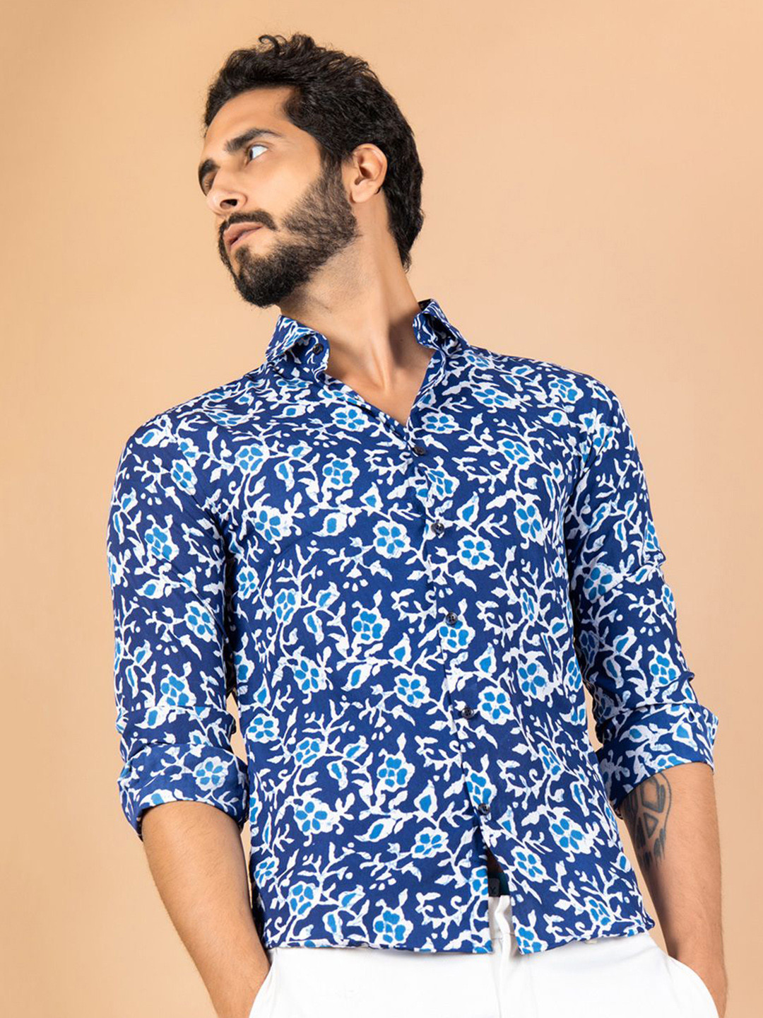 

Tistabene Men Standard Floral Opaque Printed Casual Shirt, Blue