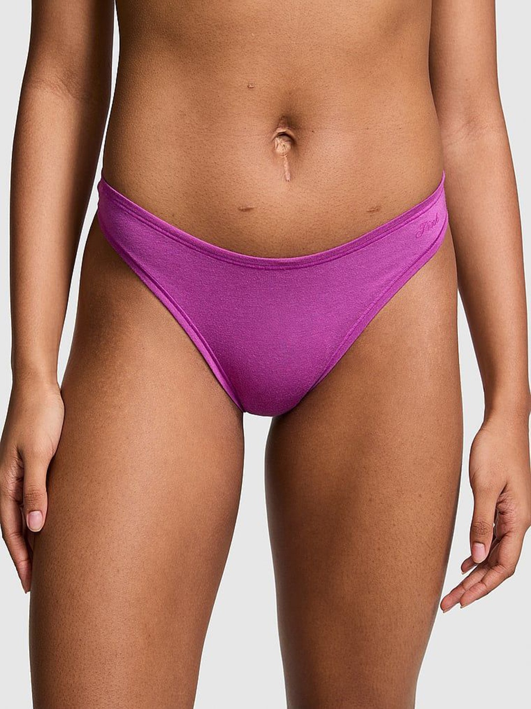 

Victoria's Secret Women Solid Low-Rise Thongs Briefs, Purple