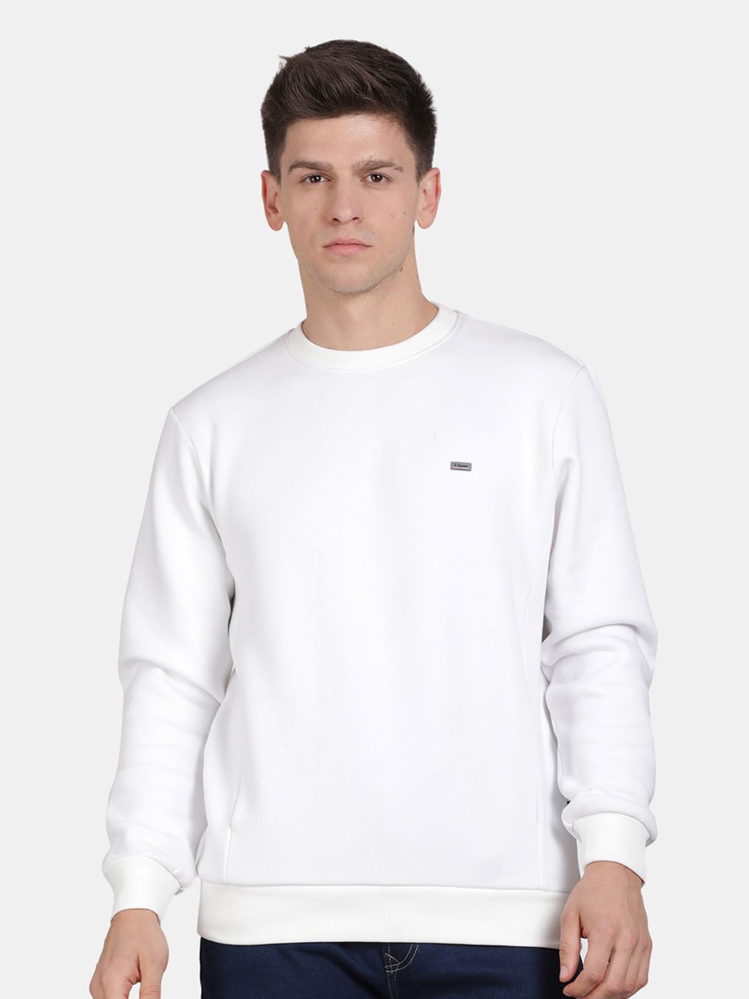 

t-base Men Solid Sweatshirt, White