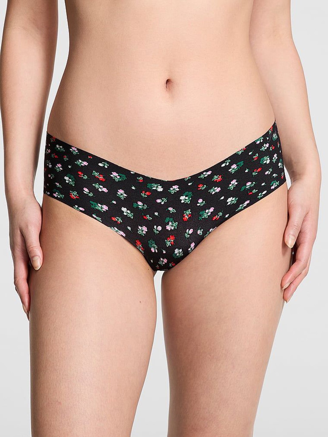 

Victoria's Secret PINK Low Rise No-Show Hiphugger Briefs, Black