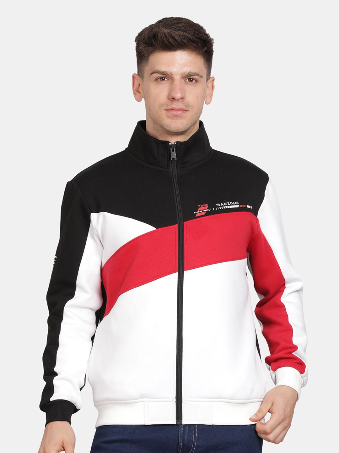 

t-base Men Colourblocked Sweatshirt, Black