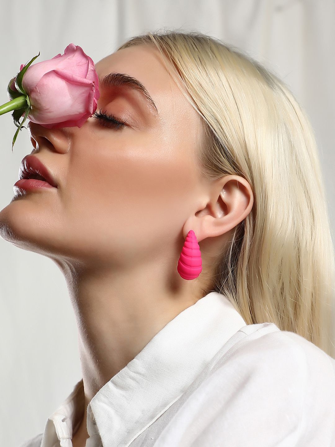 

SOHI Teardrop Shaped Drop Earrings, Pink