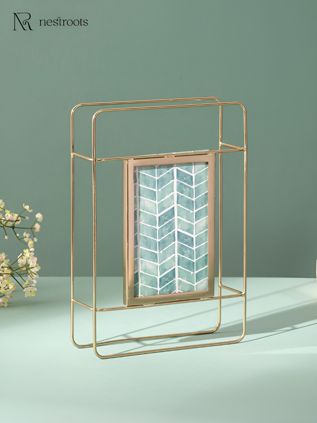 

nestroots Gold-Toned & Green Table Photo Frames